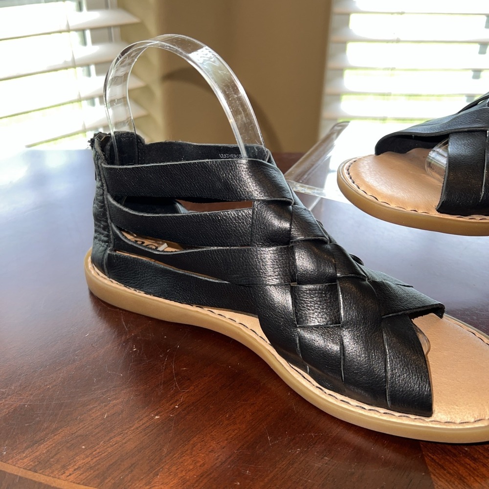 Born IWA Woven Leather Black Sandals Shoes Sz 7M Boho Beachy Resortwear Granola - Picture 7 of 15